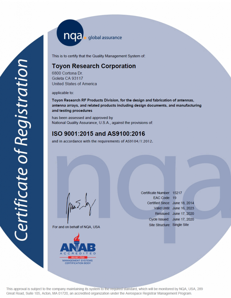 ISO 9001 and AS9001 Certificate 
